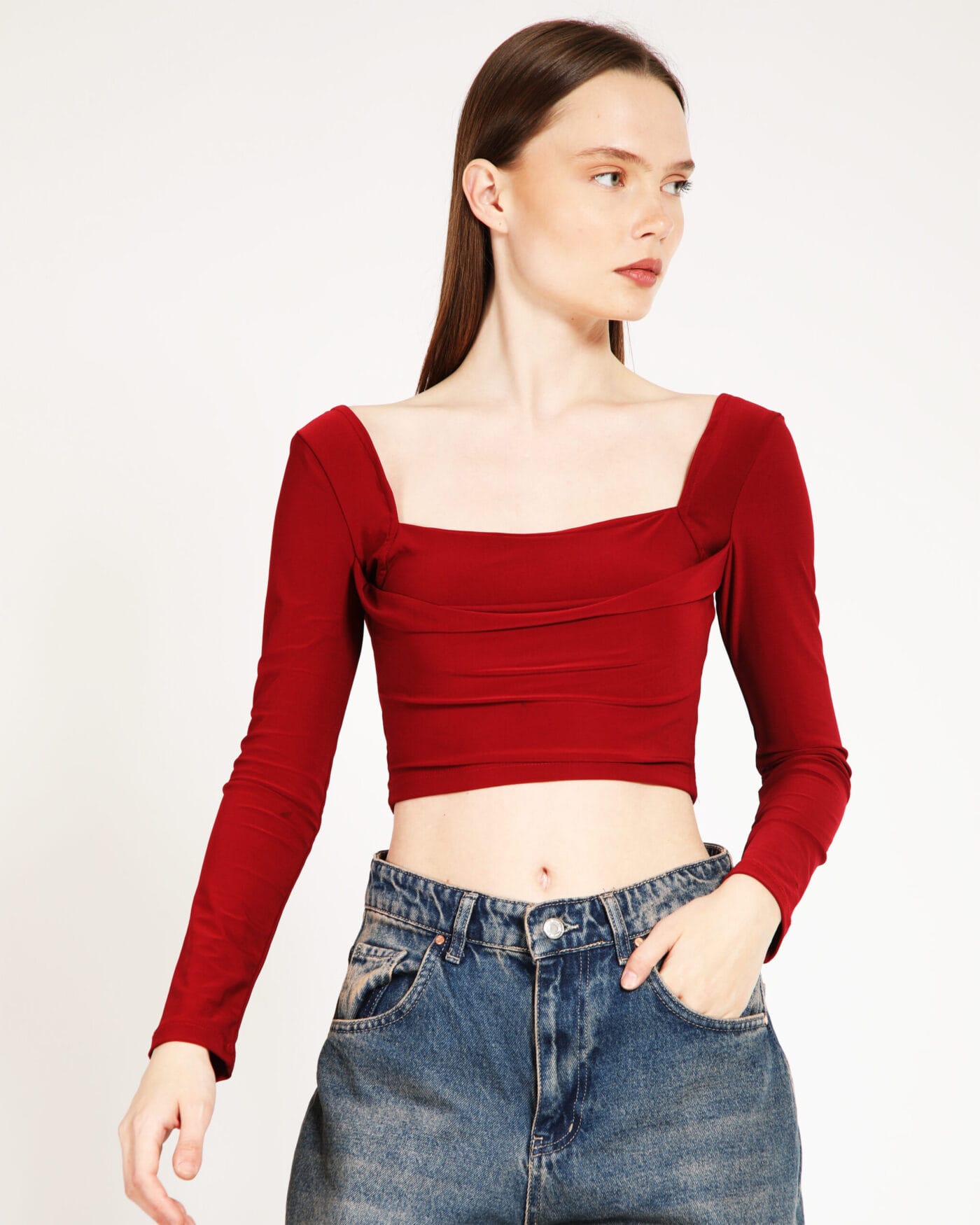 Buzzy-Kol-Bordo-Crop-Kadin