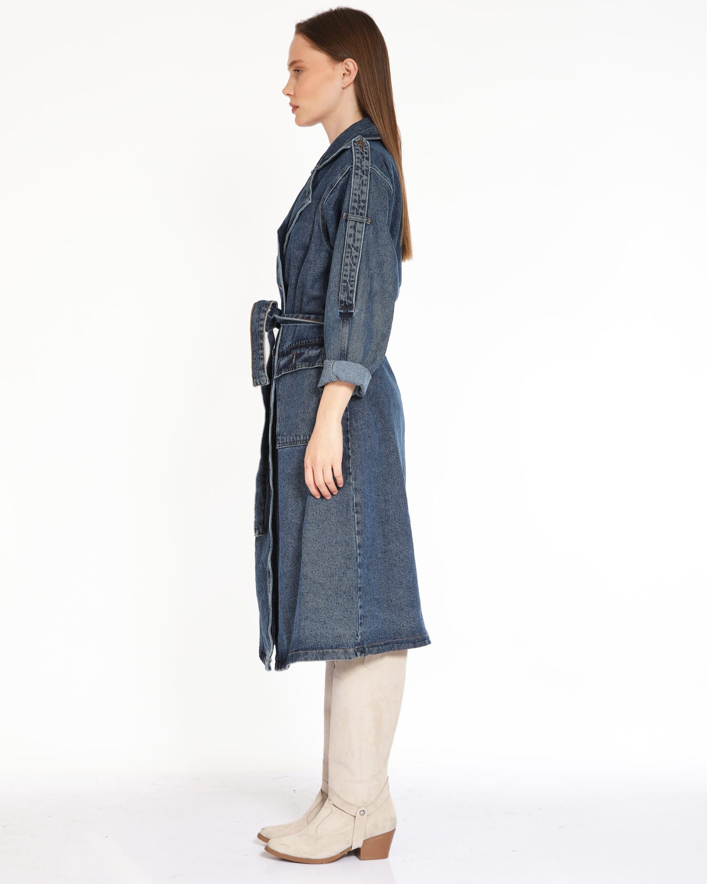 Kapsulgardırop-Indigo-Jean-Desen-Trenchcoat