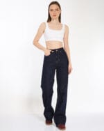 Koyu-Mavi-Regular-Fit-Pantolon-Kadın