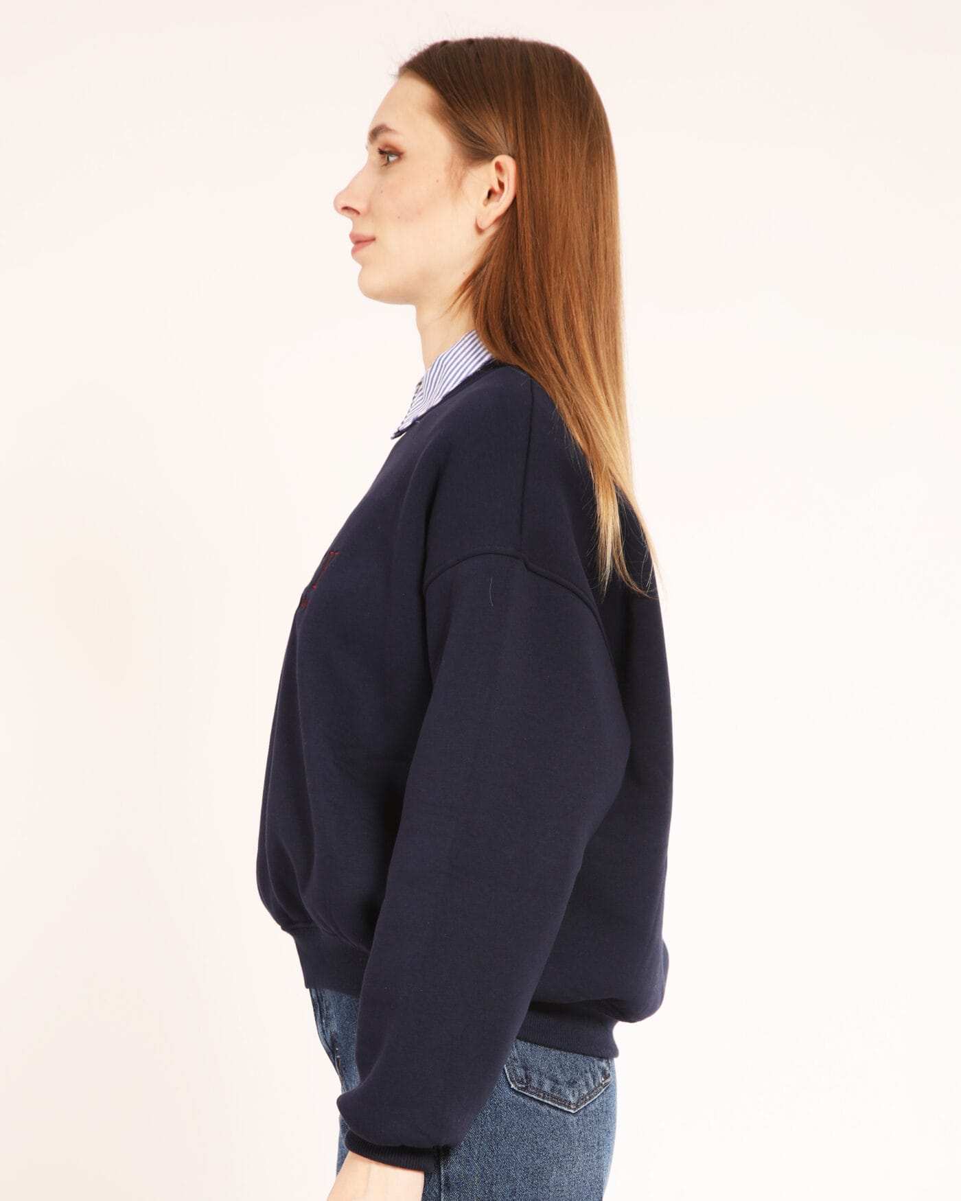 Lacivert-Cherry-Sweatshirt-Nakisli-Kadin