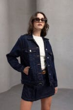 Koyu-Mavi-Regular-Fit-Denim-Ceket-Kadin